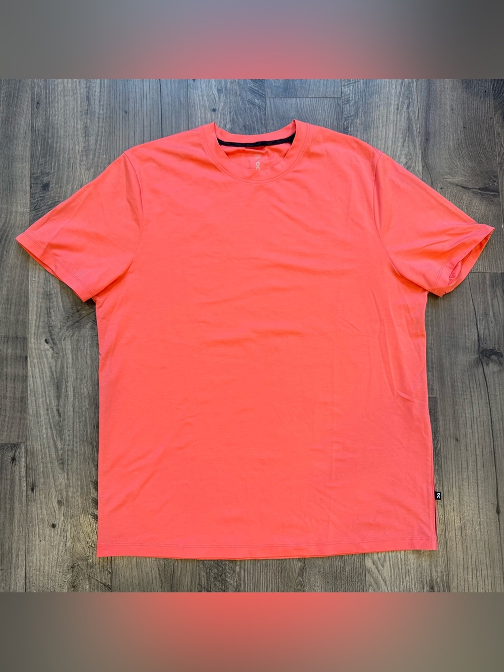 On Cloud Men's Focus-T in Coral Short Sleeve Shirt. Athletic, Running Shirt